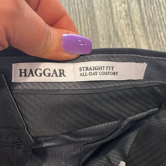 NWT Haggar Mens Dress Pants Straight Fit All Day Comfort Stretch Black Sz 32x32 - Picture 8 of 14